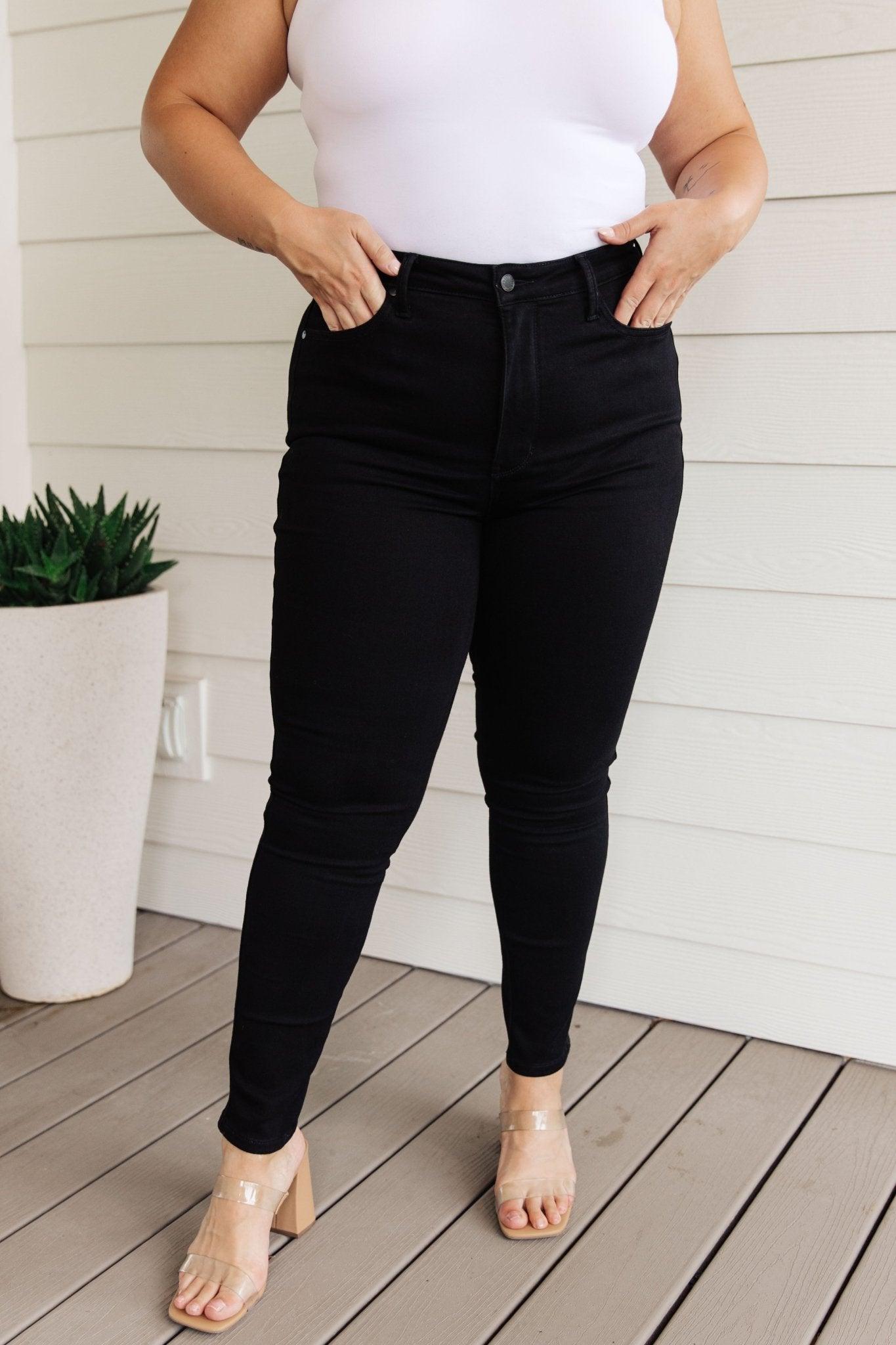 Audrey High Rise Control Top Classic Skinny Jeans in Black - Love it Curvy