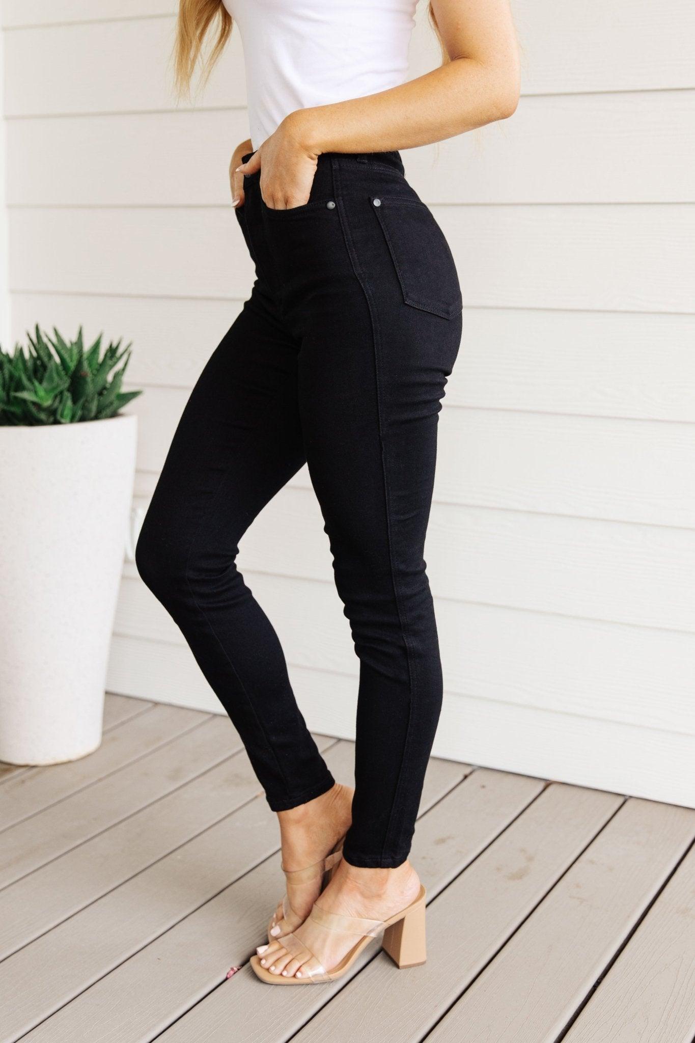 Audrey High Rise Control Top Classic Skinny Jeans in Black - Love it Curvy