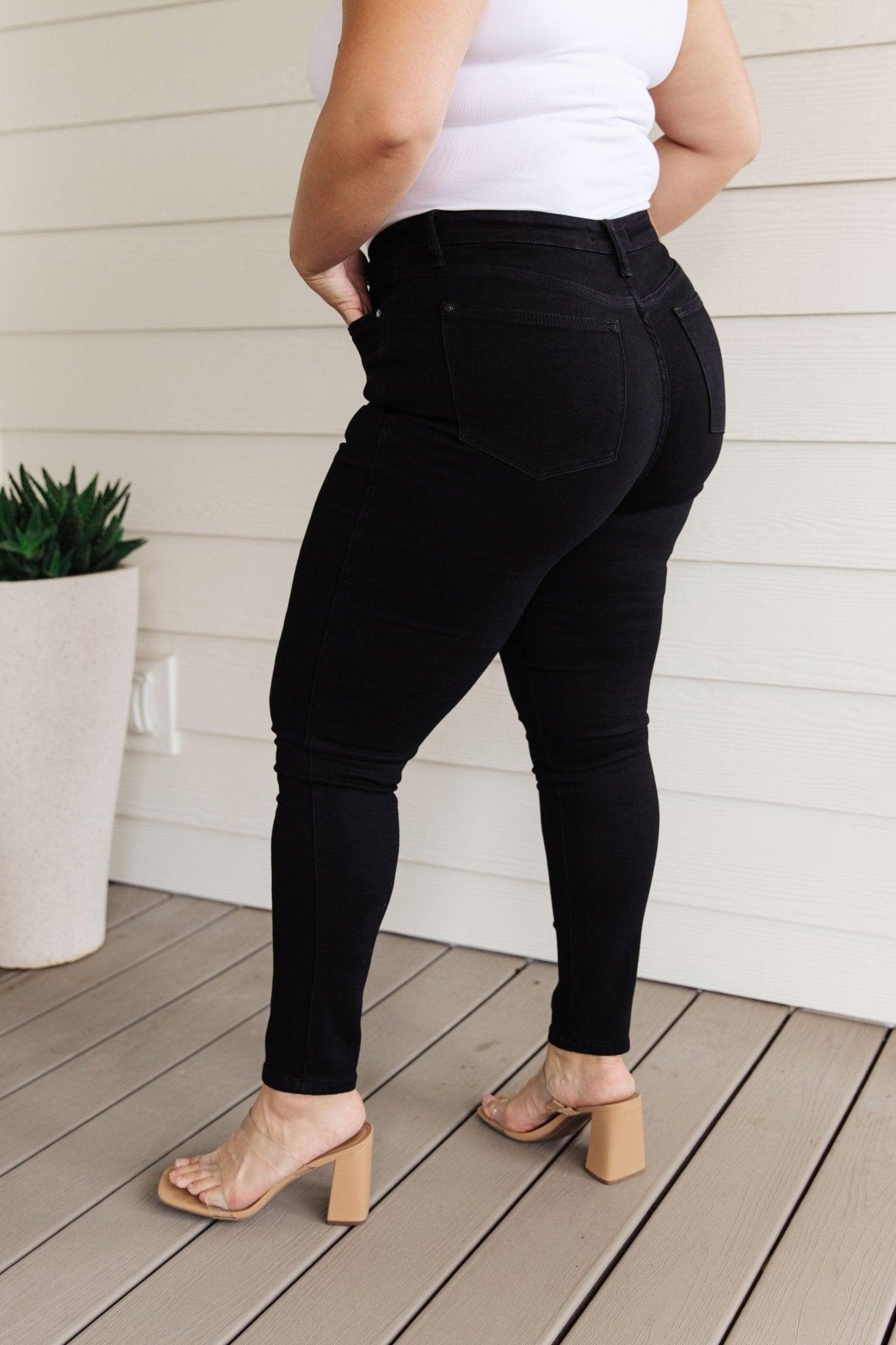 Audrey High Rise Control Top Classic Skinny Jeans in Black - Love it Curvy