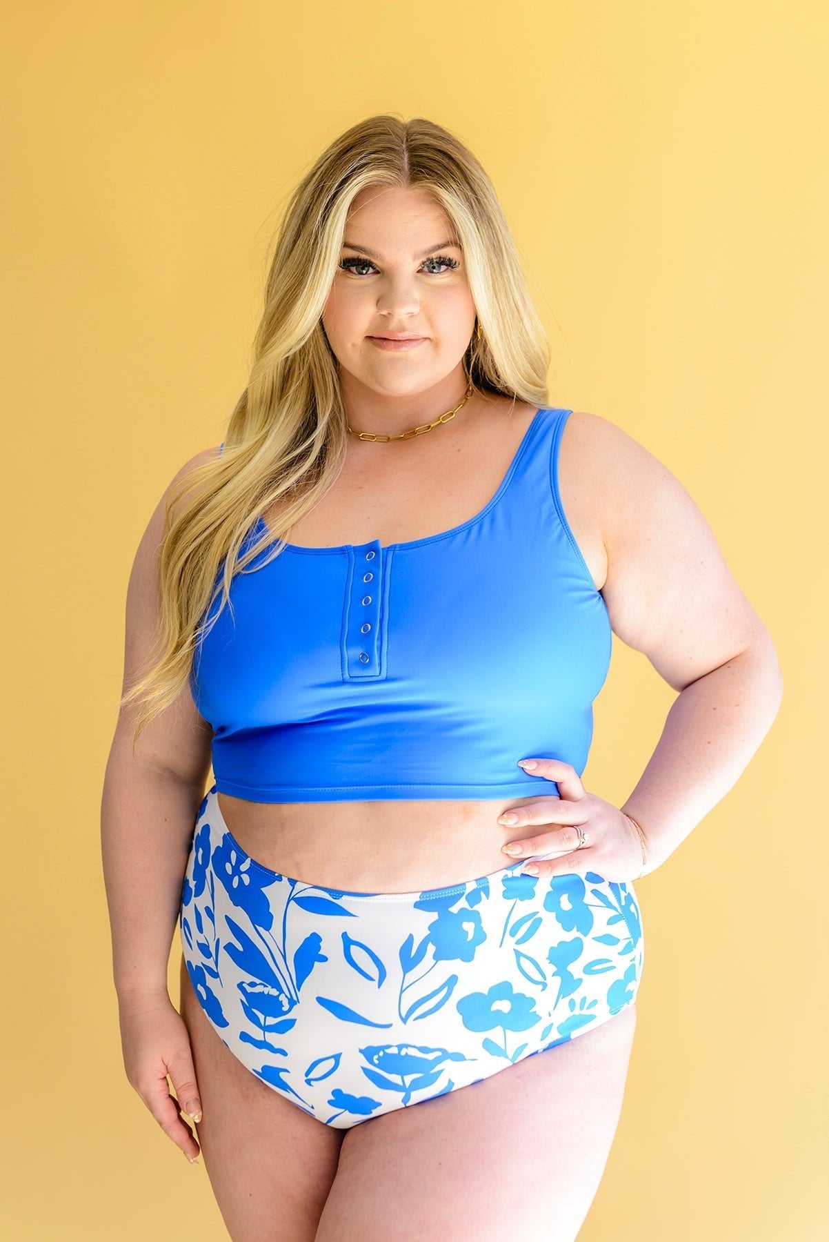 Bermuda Button Up Swim Top and Floral Swim Bottoms - Love it Curvy