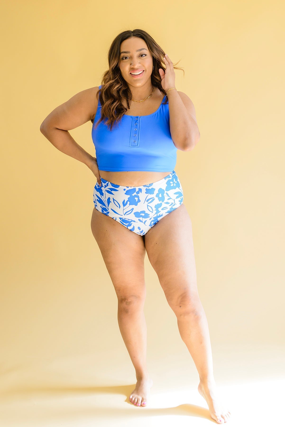 Bermuda Button Up Swim Top and Floral Swim Bottoms - Love it Curvy