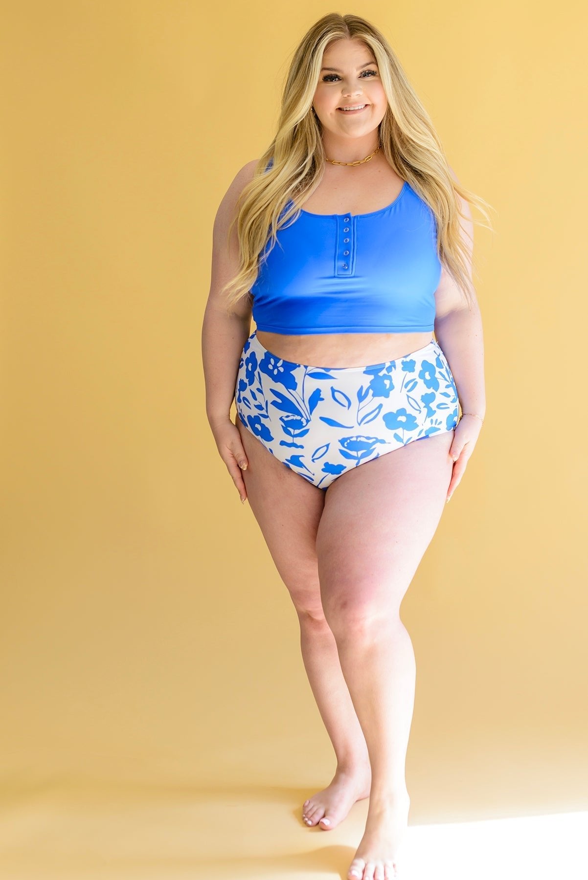 Bermuda Button Up Swim Top and Floral Swim Bottoms - Love it Curvy