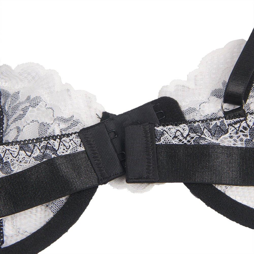 Black Floral Lace Underwire  White Bra Set - Love it Curvy