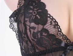 Black Lace Top Plus Size Open Back Babydoll - Love it Curvy