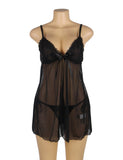 Black Multi-fibre Elegant Fly-away Babydoll - Love it Curvy