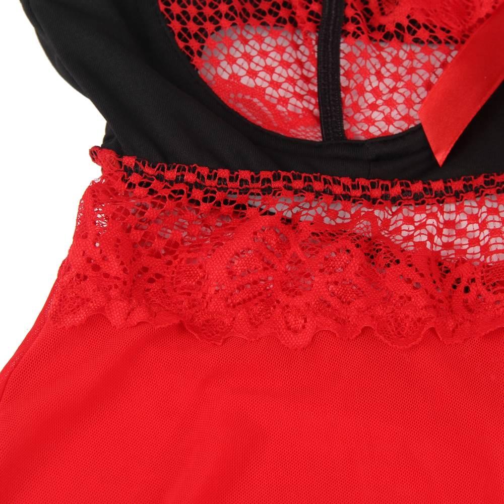 Black Red Plus Size Short Lace Sleepwear with Underwire - Love it Curvy