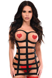 BOXED Black Stretchy Cage Dress Body Harness w/Silver Hardware - HAR-676-Regular - Love it Curvy