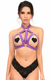BOXED Dark Purple Stretchy Body Harness w/Gold Hardware - HAR-605-Regular - Love it Curvy