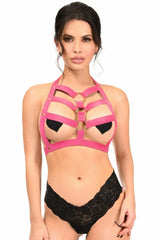 BOXED Hot Pink Stretchy Body Harness w/Gold Hardware - HAR-609-Regular - Love it Curvy