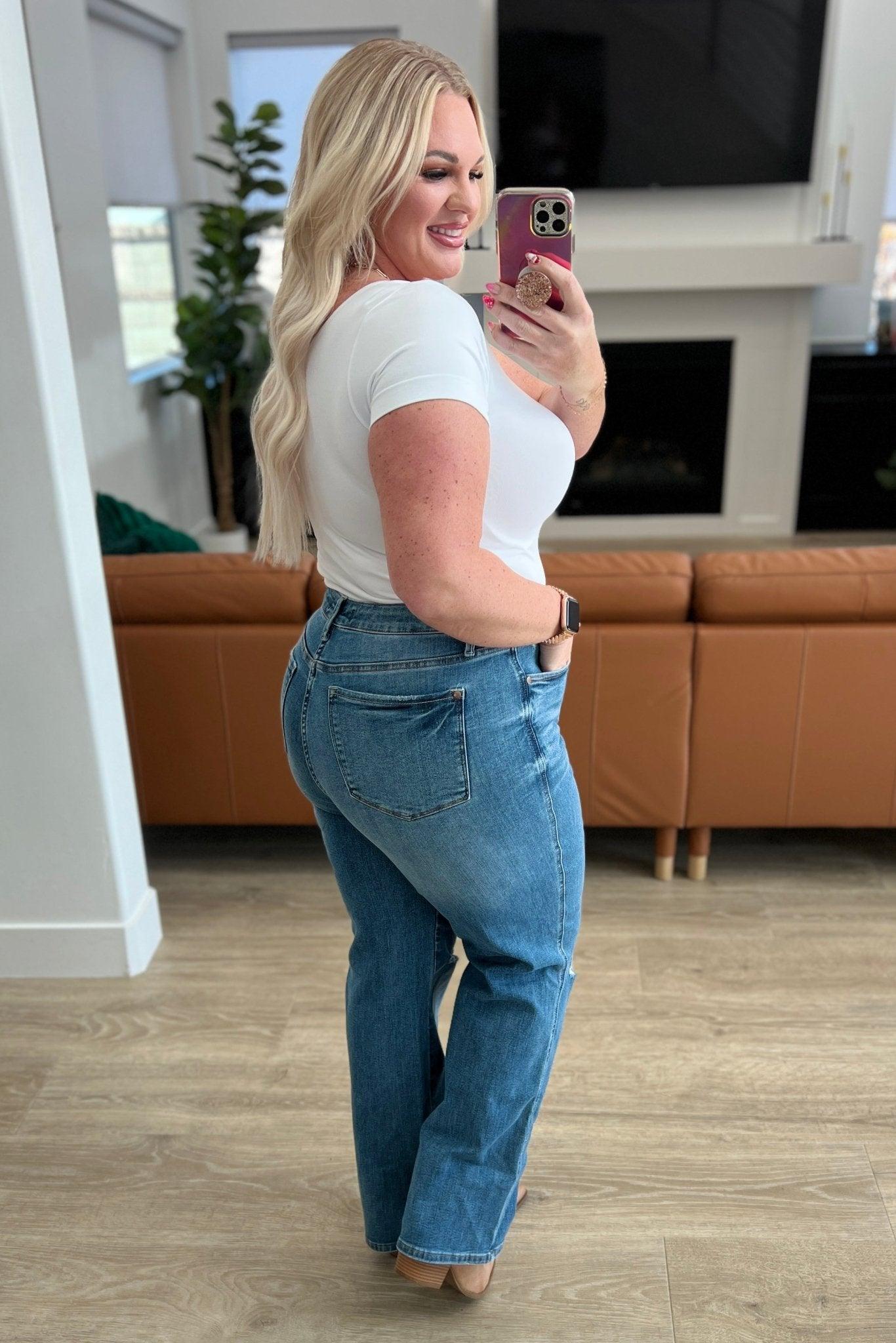 Bree High Rise Control Top Distressed Straight Jeans - Love it Curvy