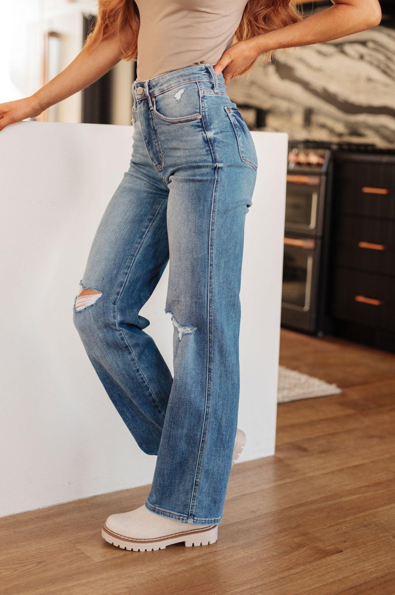 Bree High Rise Control Top Distressed Straight Jeans - Love it Curvy