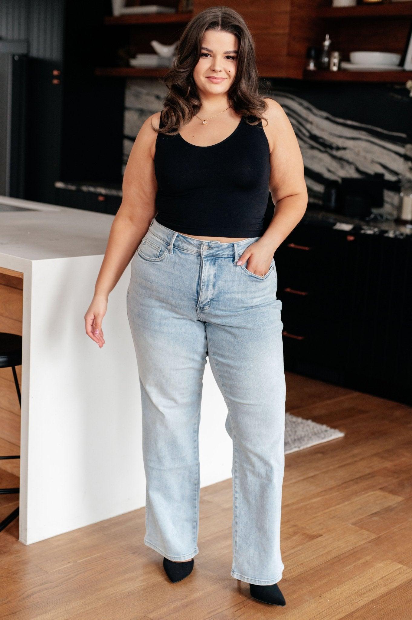 Brooke High Rise Control Top Vintage Wash Straight Jeans - Love it Curvy