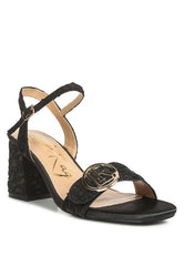 Chaplet Block Heel Pin Buckle Sandals - Love it Curvy