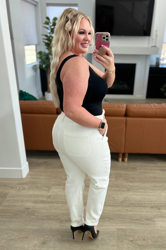 Charlene High Rise Jogger in Ecru - Love it Curvy