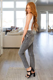 Charlotte High Rise Stone Wash Slim Jeans in Gray - Love it Curvy