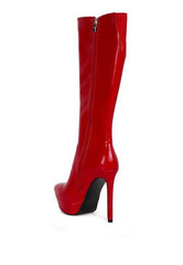 CHATTON Patent Stiletto High Heeled Calf Boots - Love it Curvy