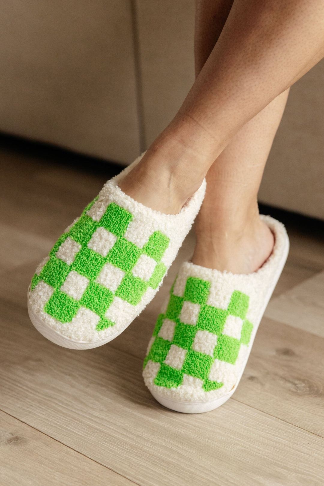 Checked Out Slippers in Green - AS6825-01 - Love it Curvy