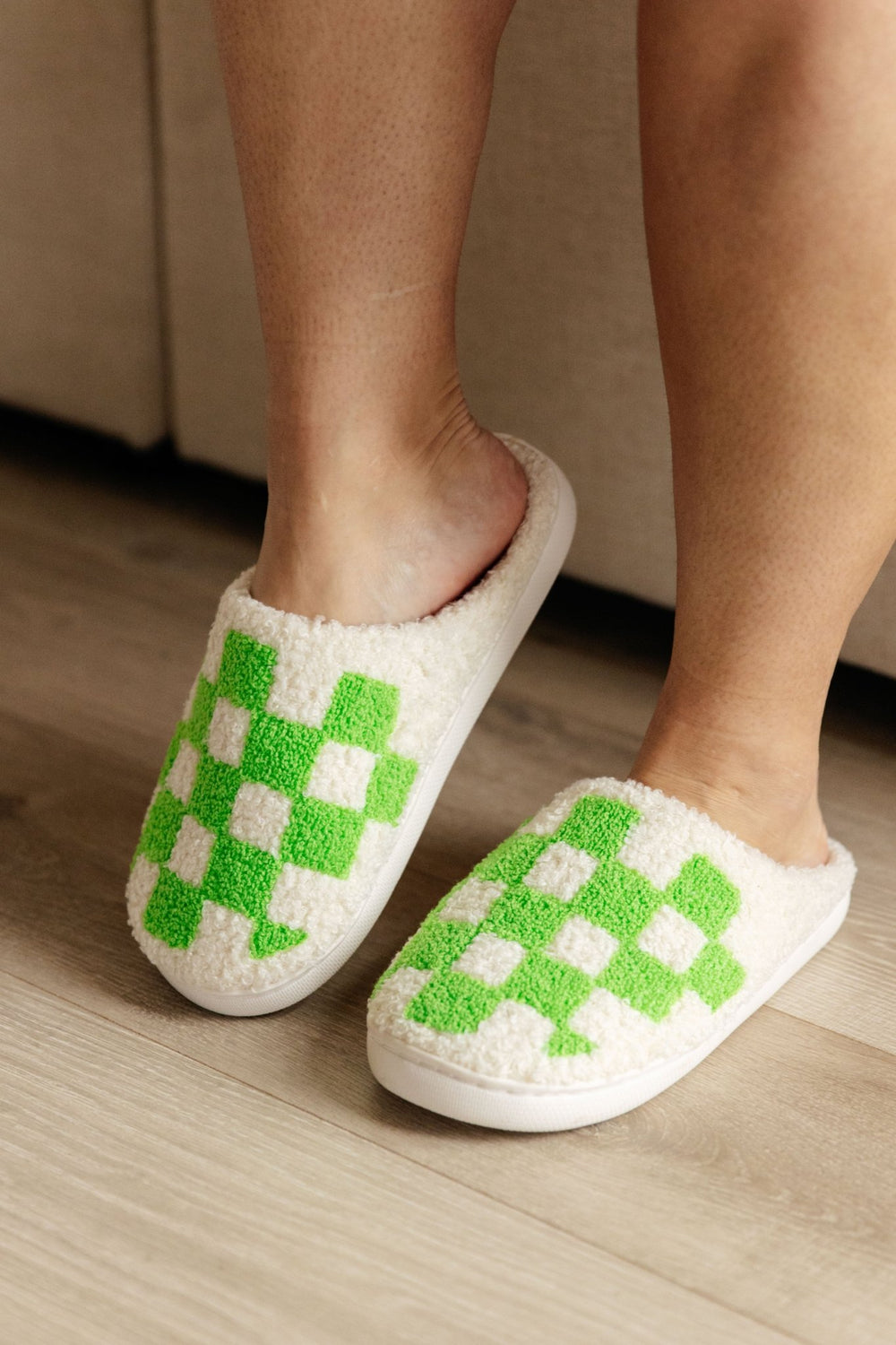 Checked Out Slippers in Green - AS6825-01 - Love it Curvy