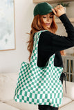 Checkerboard Lazy Wind Big Bag in Green & White - Love it Curvy