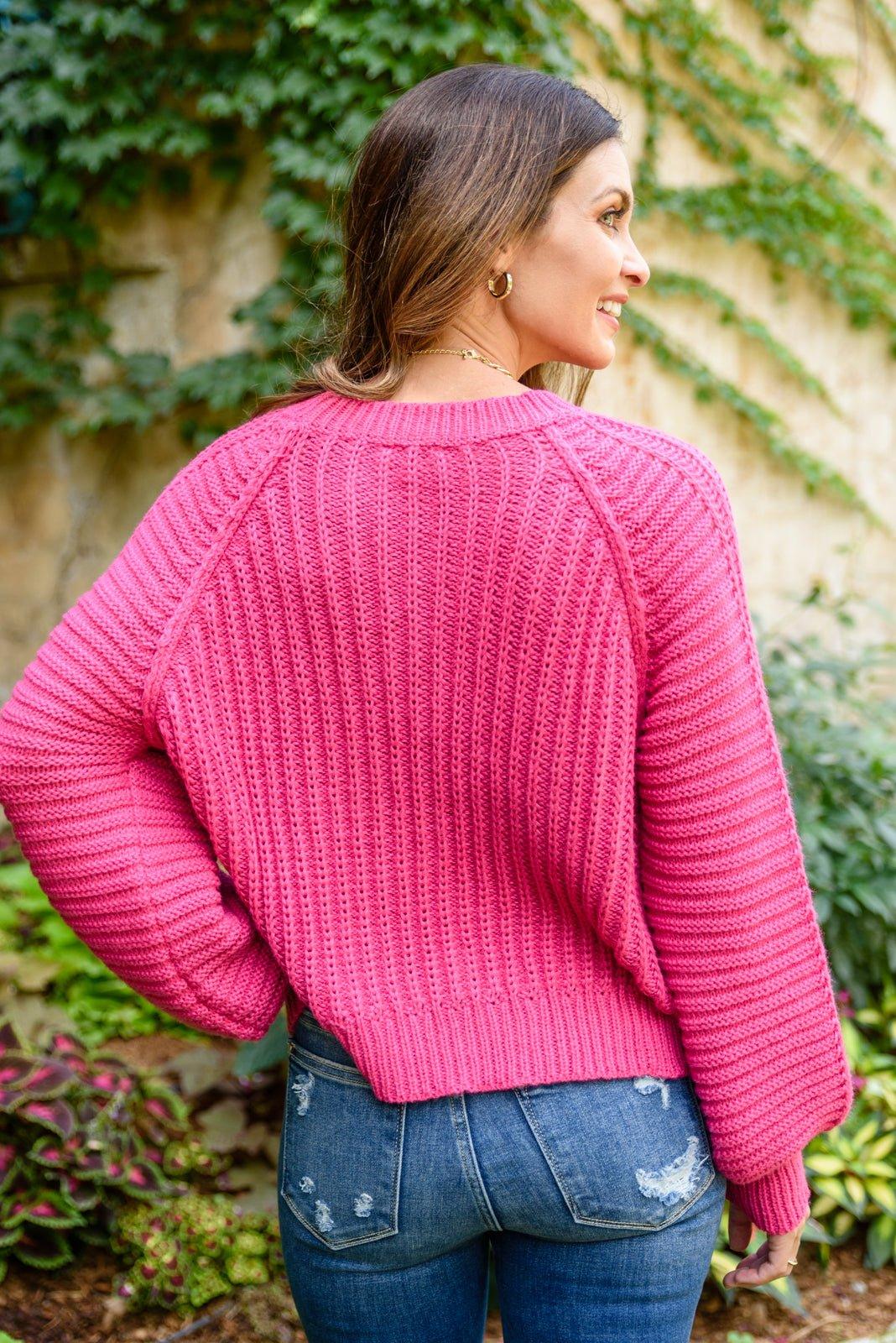 Claim The Stage Knit Sweater In Hot Pink - AS4492-1 - Love it Curvy