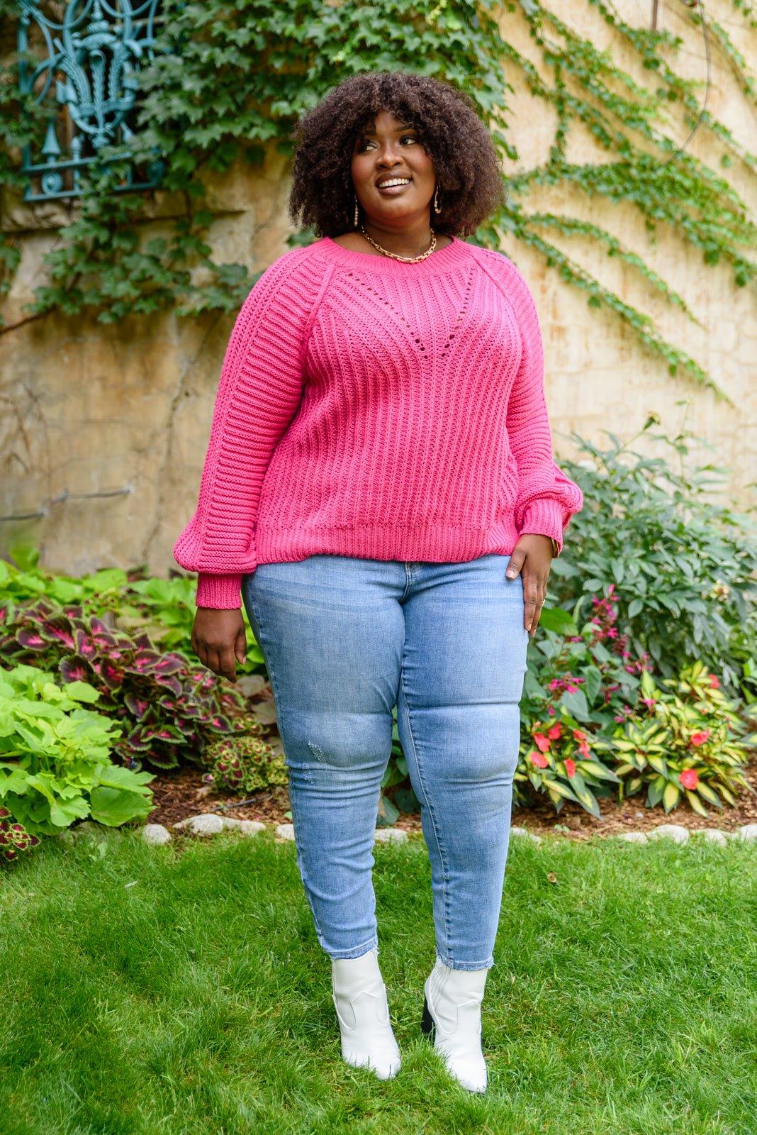 Claim The Stage Knit Sweater In Hot Pink - AS4492-1 - Love it Curvy