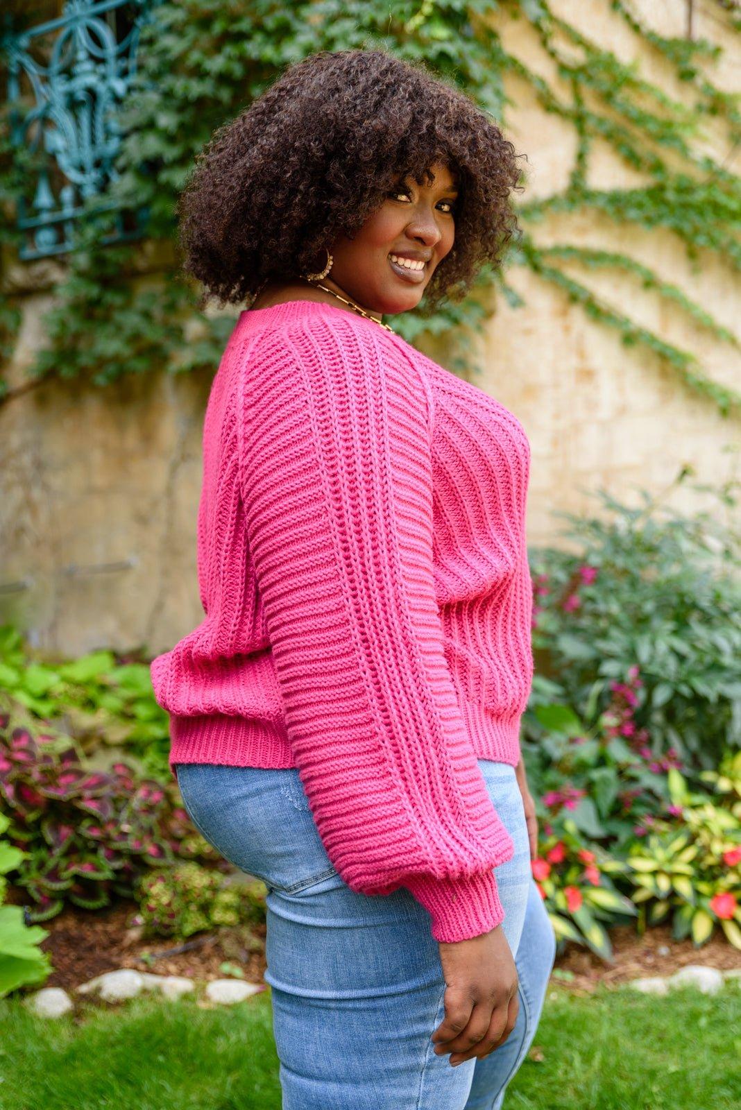 Claim The Stage Knit Sweater In Hot Pink - AS4492-1 - Love it Curvy