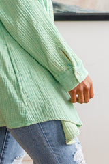 Corey Button Up Top In Vintage Green - AS5164-01 - Love it Curvy