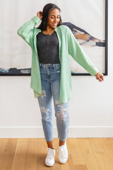 Corey Button Up Top In Vintage Green - AS5164-01 - Love it Curvy