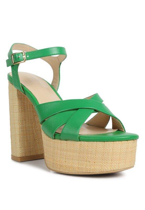 De-Vil Crisscross Straps Slim Block Heel Sandals - 2000001511718 - Love it Curvy