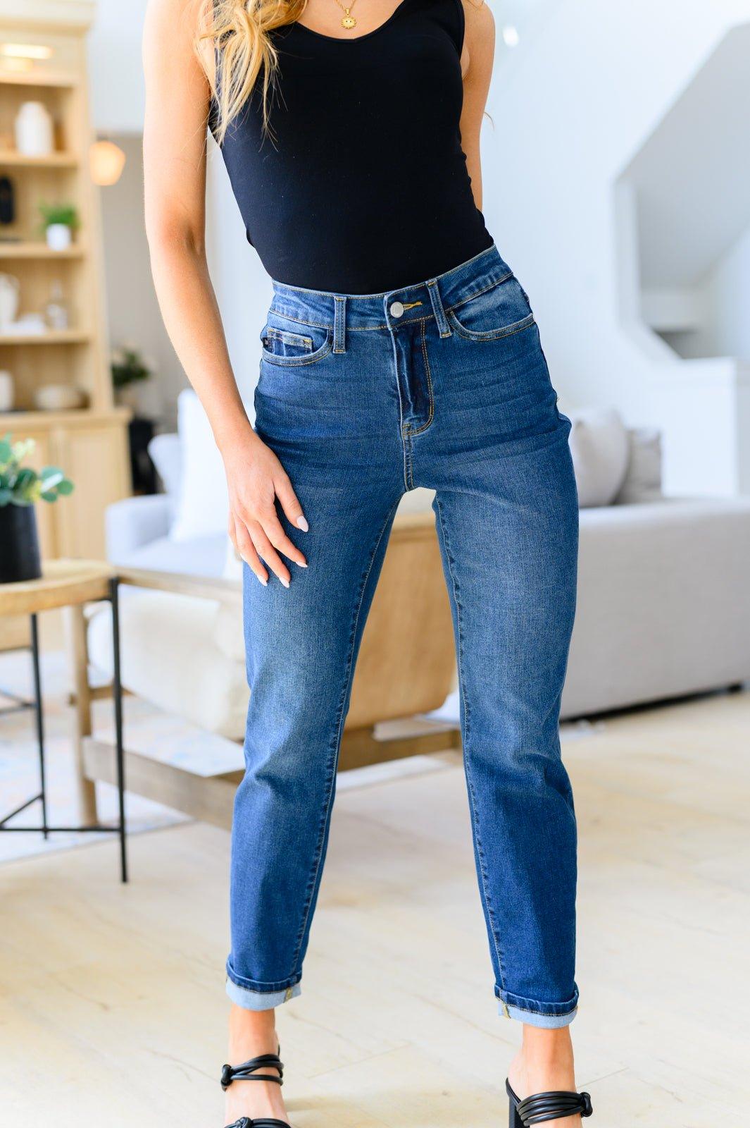 Downtown High Rise Boyfriend Jeans - AS5612-01 - Love it Curvy