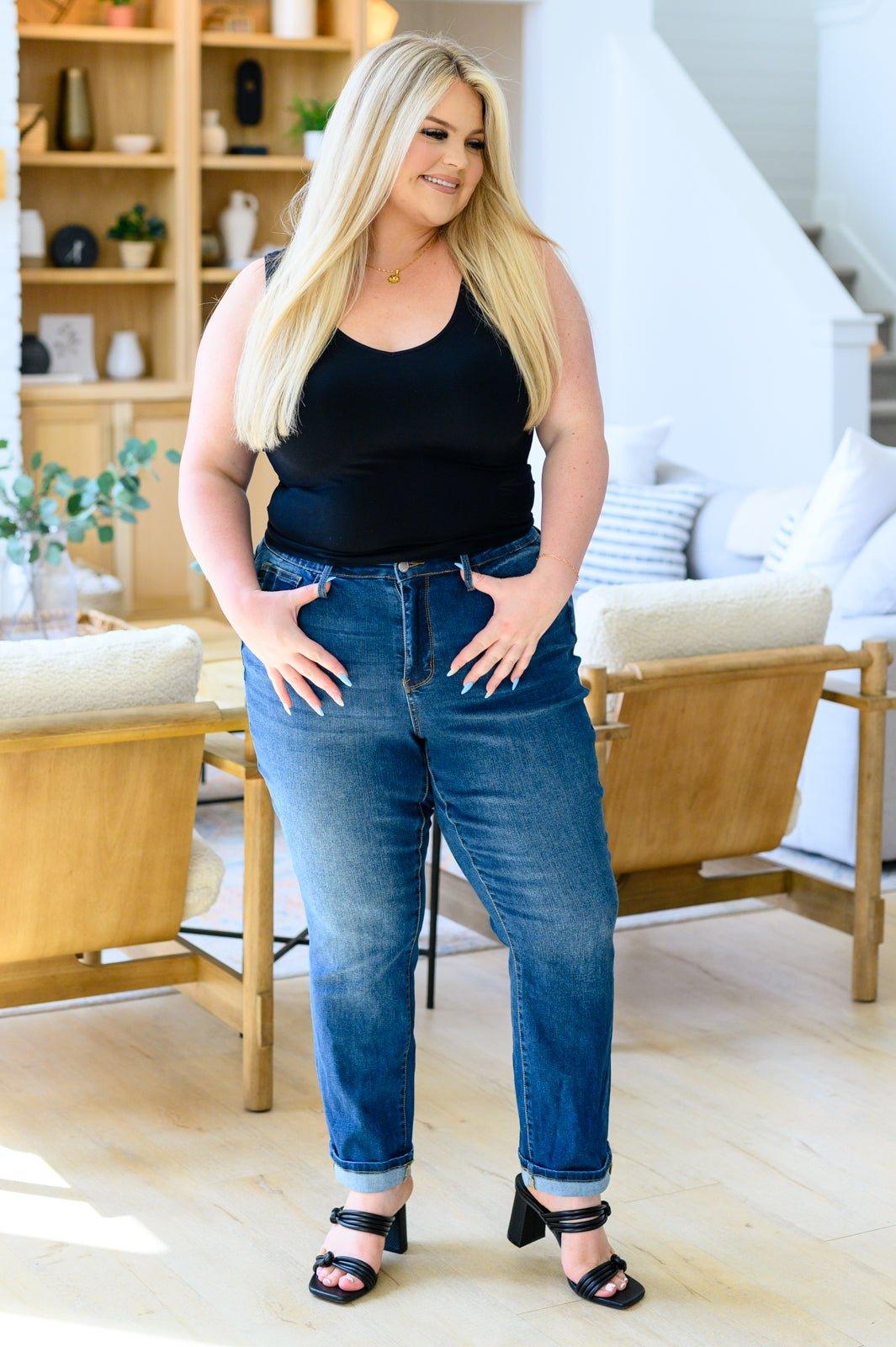 Downtown High Rise Boyfriend Jeans - AS5612-01 - Love it Curvy