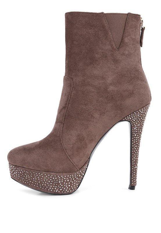 Espiree Microfiber High Heeled Ankle Boots - 2000000996799 - Love it Curvy