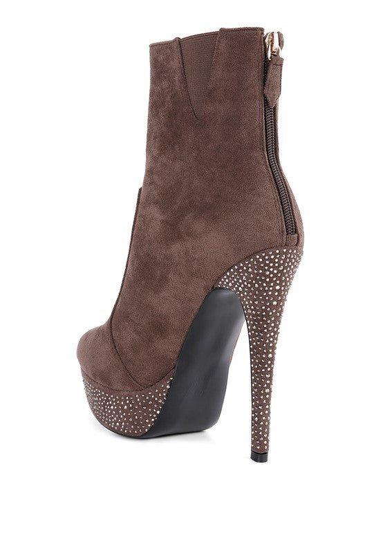 Espiree Microfiber High Heeled Ankle Boots - 2000000996799 - Love it Curvy