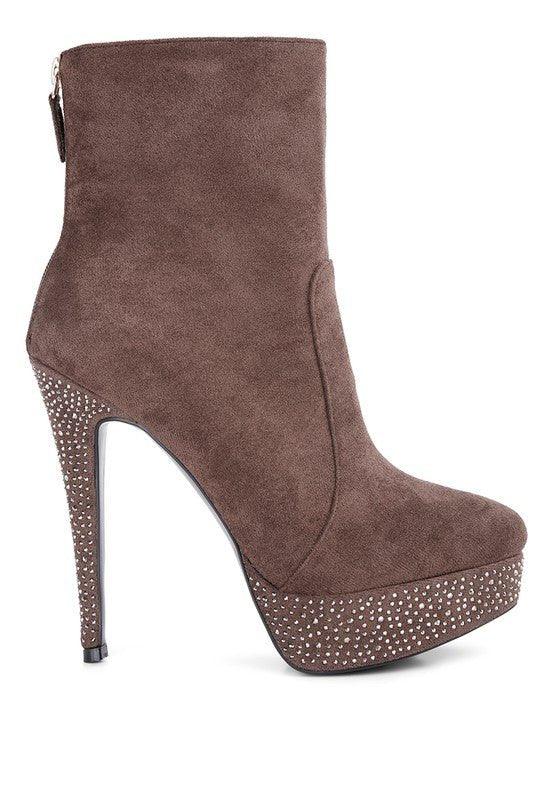 Espiree Microfiber High Heeled Ankle Boots - 2000000996799 - Love it Curvy