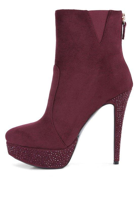 Espiree Microfiber High Heeled Ankle Boots - 2000000996805 - Love it Curvy