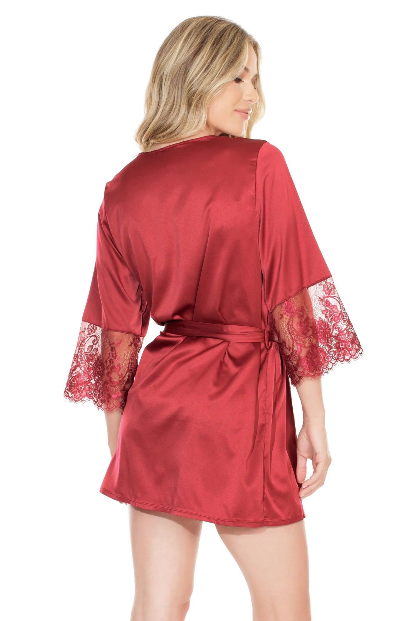 Eyelash Elegance Lace Sleeve Robe with Removable Belt (7224X) - 7224X-MLO-OSXL - Love it Curvy