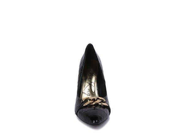 Fanfare Croc Stiletto Pump Heels - 2000001196407 - Love it Curvy