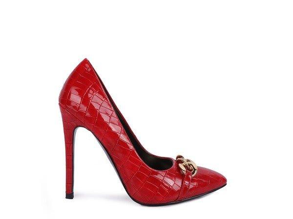 Fanfare Croc Stiletto Pump Heels - 2000001196413 - Love it Curvy