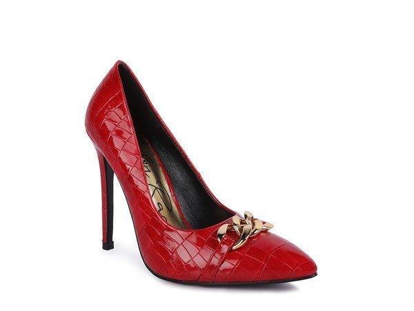 Fanfare Croc Stiletto Pump Heels - 2000001196413 - Love it Curvy