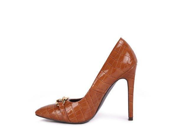 Fanfare Croc Stiletto Pump Heels - 2000001196419 - Love it Curvy