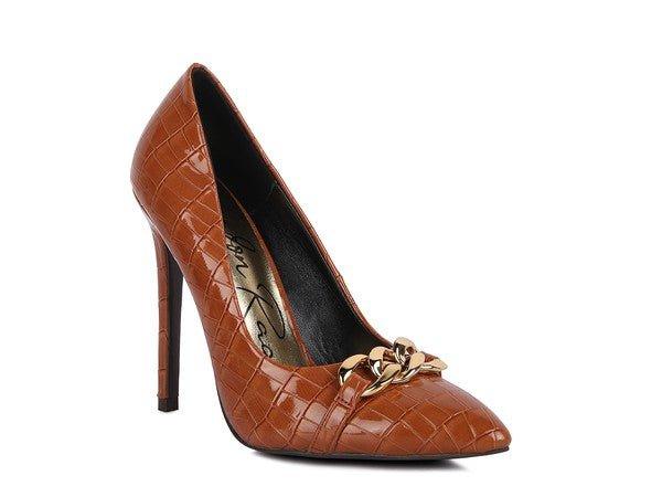 Fanfare Croc Stiletto Pump Heels - 2000001196419 - Love it Curvy