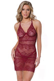 Floral Stretch Lace Soft Chemise with Horizontal Paneling and Keyhole Back (22311) - 22311-MLO-S - Love it Curvy