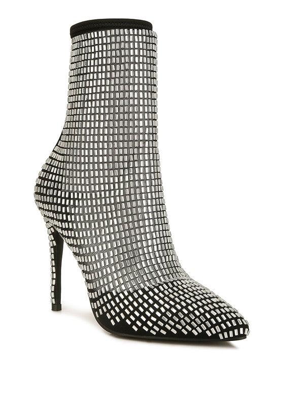 Fortunate Rhinestones Embellished Mesh Boots - 2000001797195 - Love it Curvy