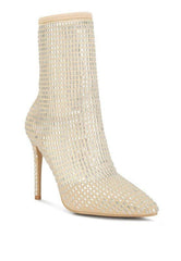 Fortunate Rhinestones Embellished Mesh Boots - 2000001797200 - Love it Curvy