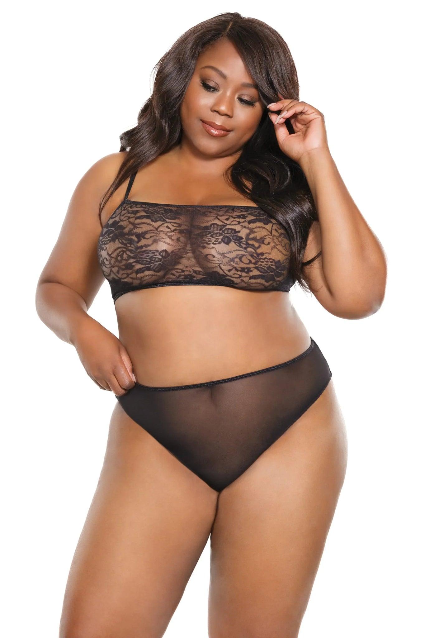 Full Back Elastic Lace Trim Panty (23132) - 23132-BLK-OS - Love it Curvy