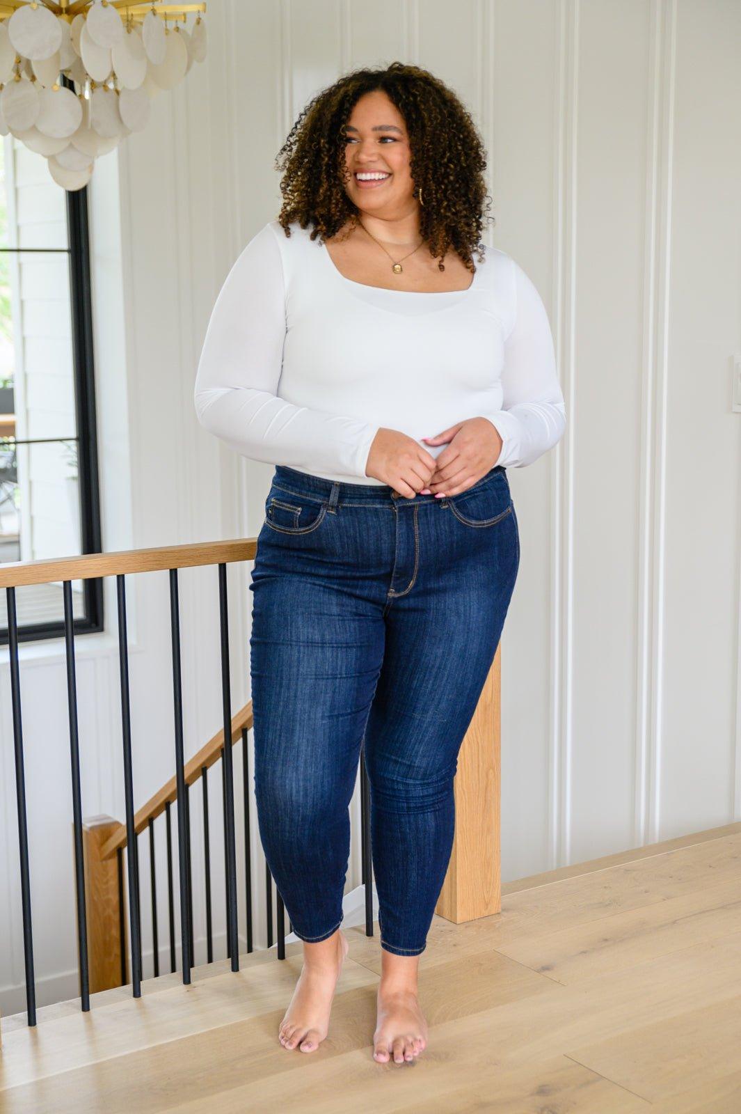 Georgia Back Yoke Skinny Jeans with Phone Pocket - AS4514-1 - Love it Curvy