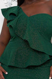 Glitter Ruffle Across Body Plus Size Maxi Dress - 57998b.1XL - Love it Curvy