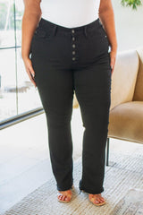 Harriet High Rise Button Fly Bootcut Jeans in Black - AS6460-01 - Love it Curvy