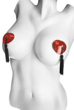 Heart-shaped sequin pasties with tassels (1736) - 1736-RED-OS - Love it Curvy