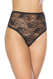 High Waisted Stretch Lace Thong (22134) - 22134-BLK-OS - Love it Curvy